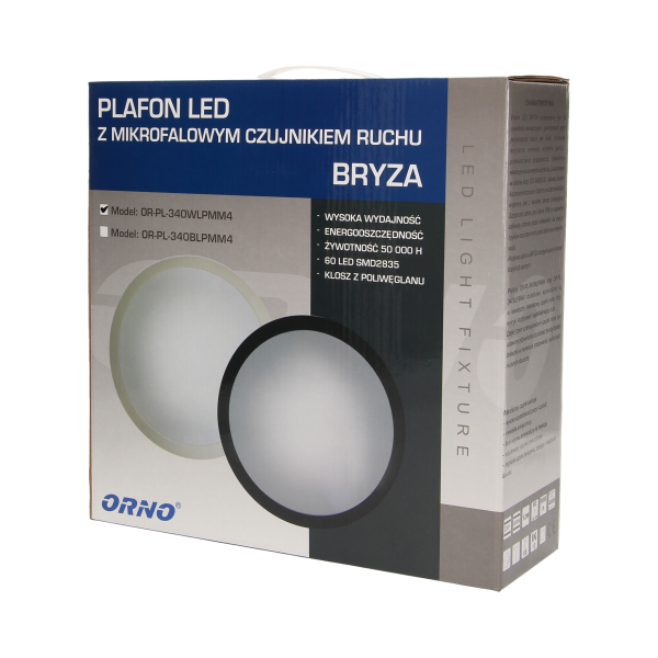 Plafon BRYZA LED 15W z mikrofalowym czujnikiem ruchu, biała