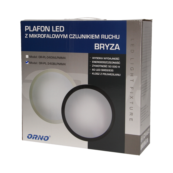 Plafon ZEFIR LED z mikrofalowym czujnikiem ruchu, czarny, 25W