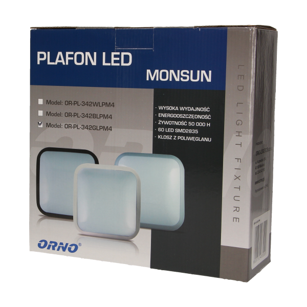 Plafon MONSUN LED 15W, srebrny