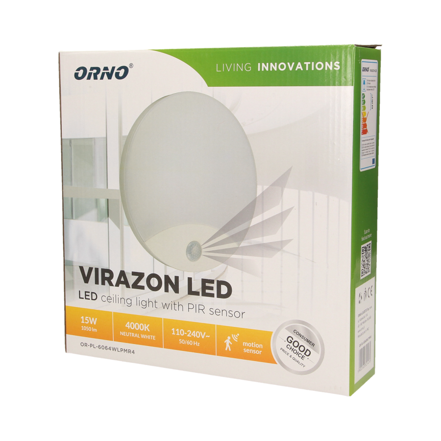 LED lighting fixture VIRAZON with PIR sensor, 15W, IP44