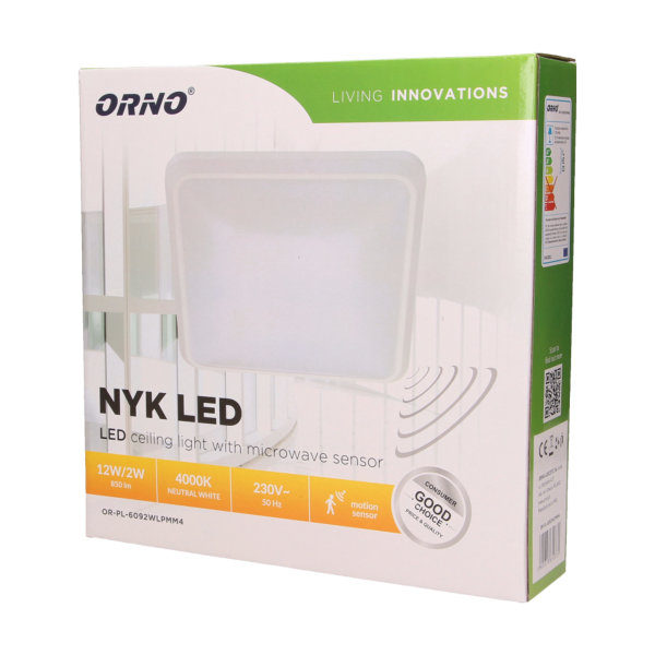LED lighting fixture NYK with microwave sensor, 12W