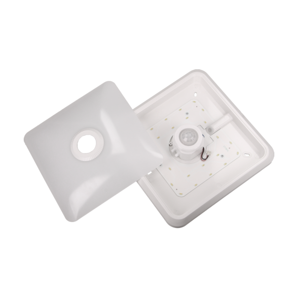 NYK LED 12W, plafon z czujnikiem ruchu, 850lm, IP20, 4000K, poliwęglan mleczny, biały