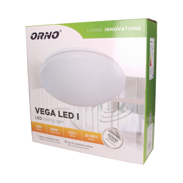 LED lighting fixture VEGA I with microwave sensor, 18W
