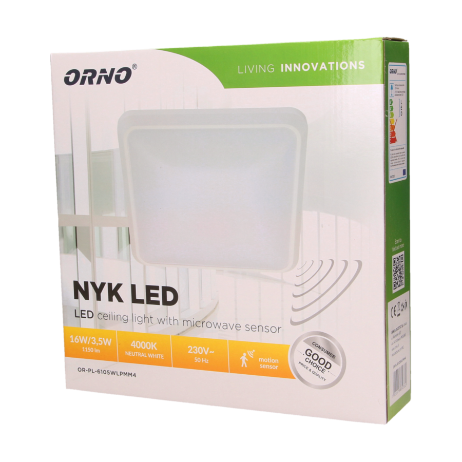 LED lighting fixture NYK with microwave sensor, 16W