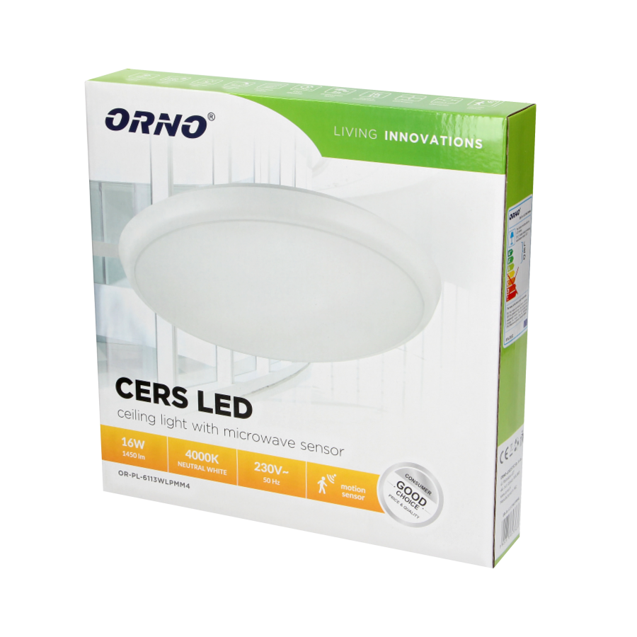 LED lighting fixture CERS with microwave sensor, 16W