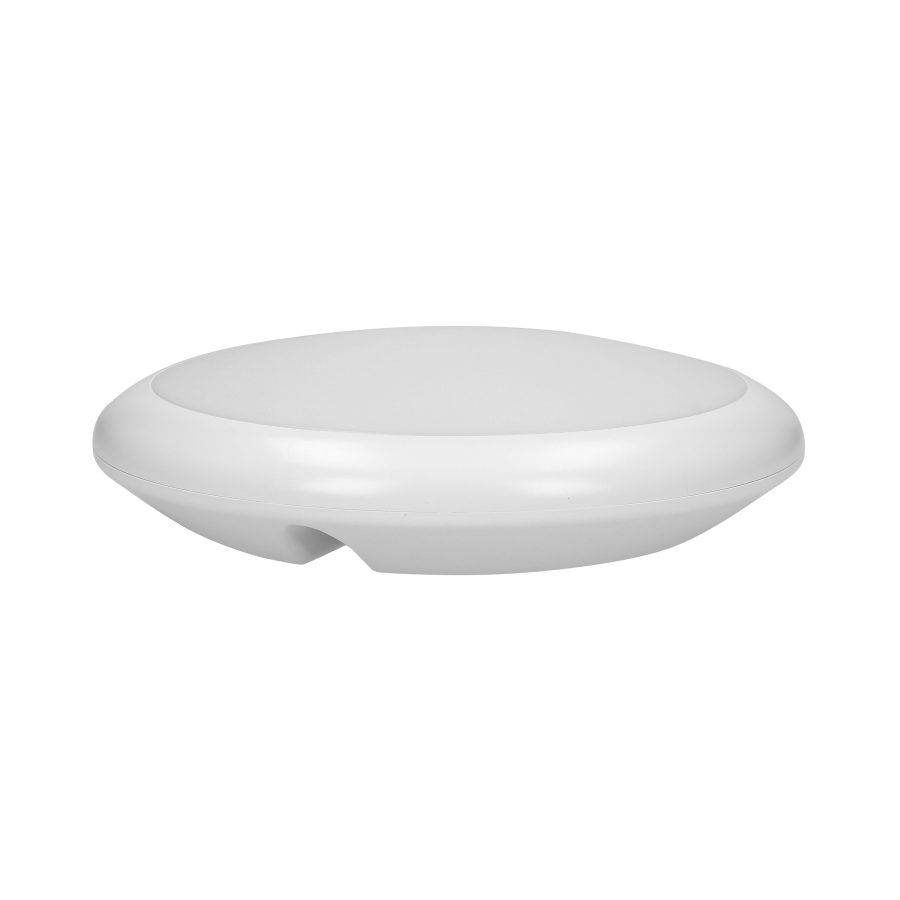 LAPIS LED 12W, plafon oświetleniowy z mikrofalowym czujnikiem ruchu, 800lm, IP65, 4000K, IK10, poliwęglan mleczny, biały