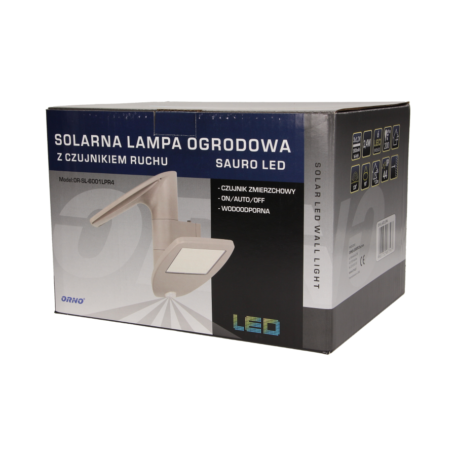 Lampa ogrodowa, solarna SAURO LED z czujnikiem ruchu