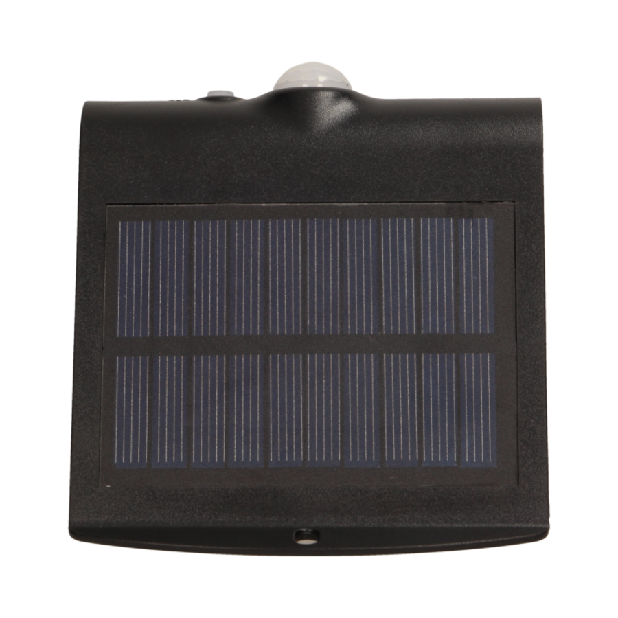 SILOE LED 1,5W, lampa solarna z czujnikiem ruchu 120st, 190lm, IP65, 4000K, 1200mAh, podwójne źródło światła, czarna