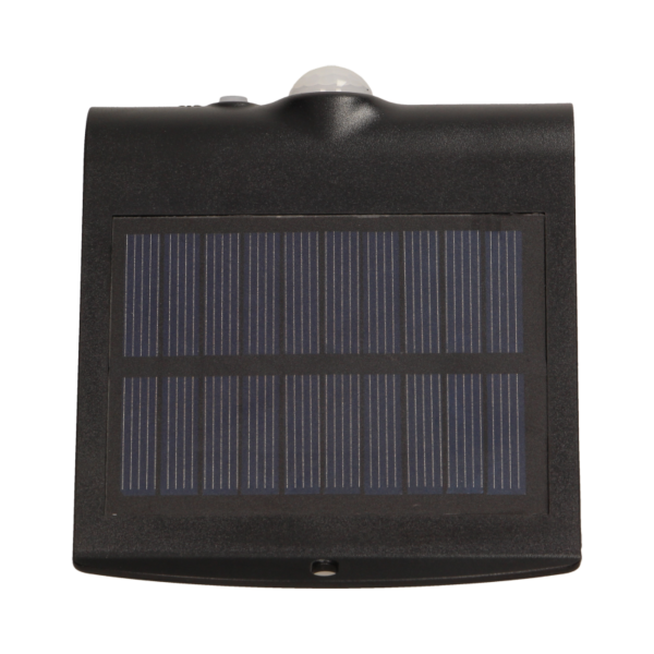 SILOE LED 1,5W, lampa solarna z czujnikiem ruchu 120st, 190lm, IP65, 4000K, 1200mAh, podwójne źródło światła, czarna