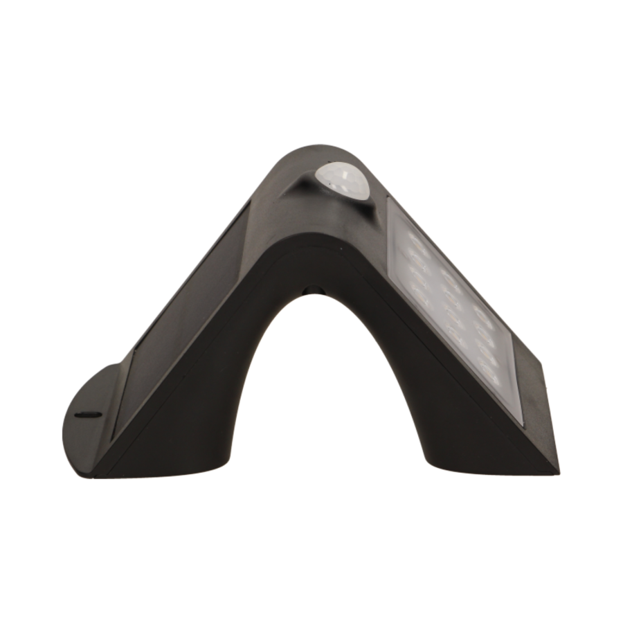 SILOE LED 1,5W, lampa solarna z czujnikiem ruchu 120st, 190lm, IP65, 4000K, 1200mAh, podwójne źródło światła, czarna