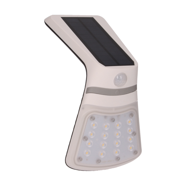 NOCTURNE LED 2W, lampa solarna z czujnikiem ruchu 120st, 240lm, IP65, 4000K, 1200mAh, podwójne źródło światła, biała