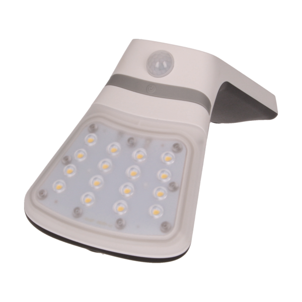 NOCTURNE LED 2W, lampa solarna z czujnikiem ruchu 120st, 240lm, IP65, 4000K, 1200mAh, podwójne źródło światła, biała