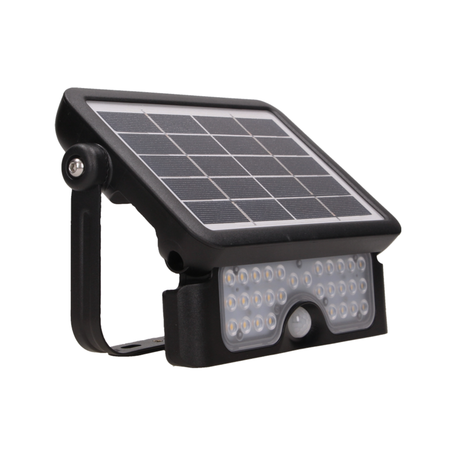 LUX LED 5W, naświetlacz solarny z czujnikiem ruchu 500lm, IP65, 4000K, 2x1500mAh, czarny