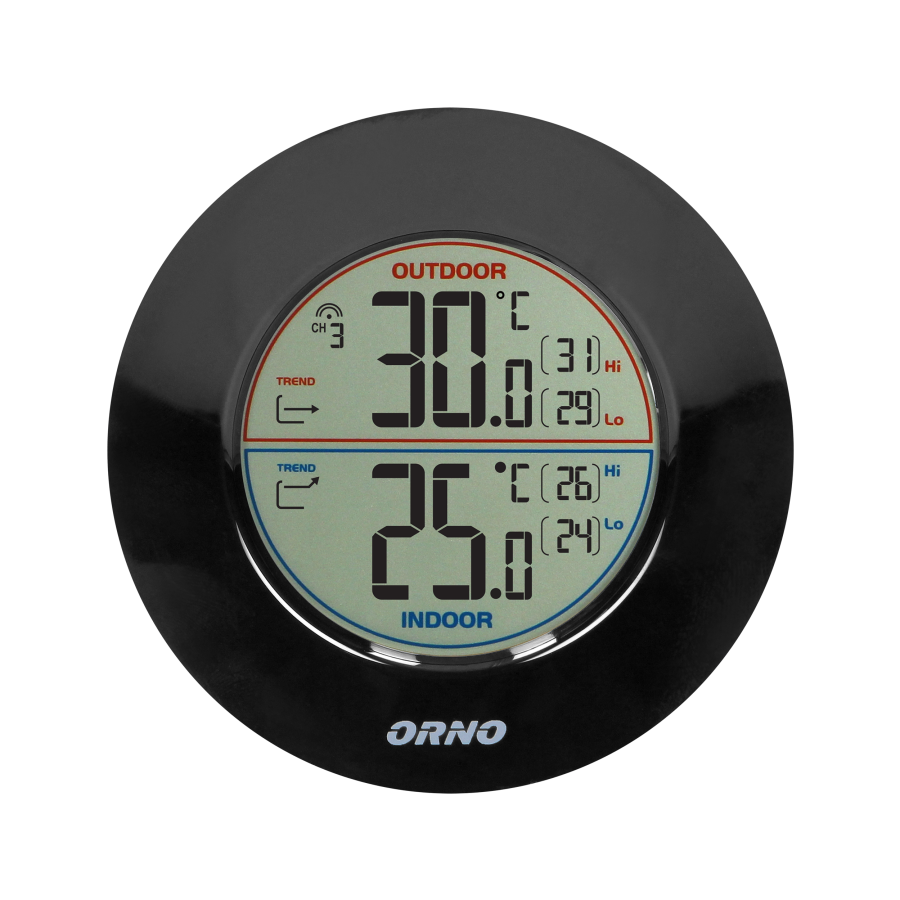 Wireless weather station with indoor and outdoor temperature indicator, black