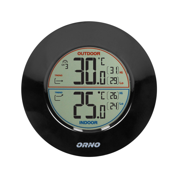 Wireless weather station with indoor and outdoor temperature indicator, black