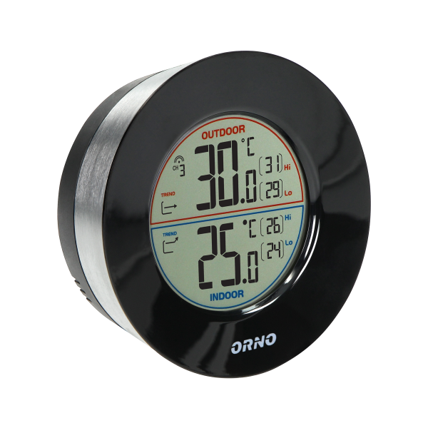 Wireless weather station with indoor and outdoor temperature indicator, black