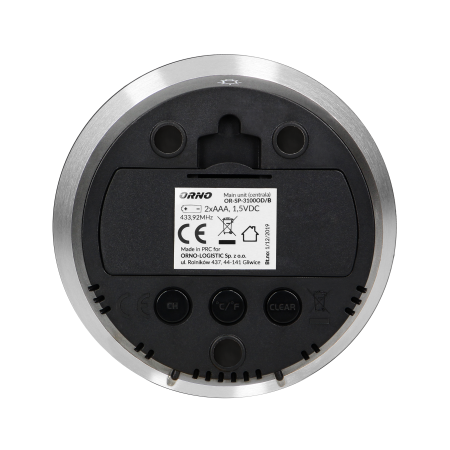 Wireless weather station with indoor and outdoor temperature indicator, black