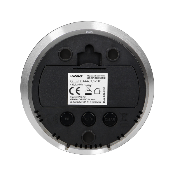 Wireless weather station with indoor and outdoor temperature indicator, black