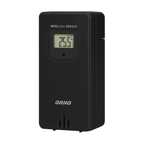 Wireless weather station with indoor and outdoor temperature indicator, black