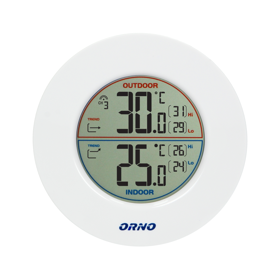 Wireless weather station with indoor and outdoor temperature indicator, grey and white