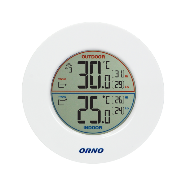 Wireless weather station with indoor and outdoor temperature indicator, grey and white