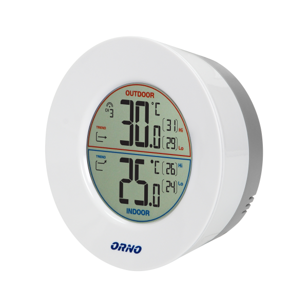 Wireless weather station with indoor and outdoor temperature indicator, grey and white