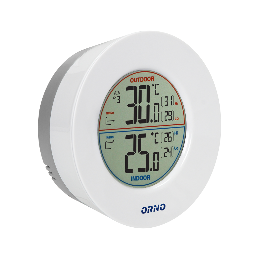 Wireless weather station with indoor and outdoor temperature indicator, grey and white