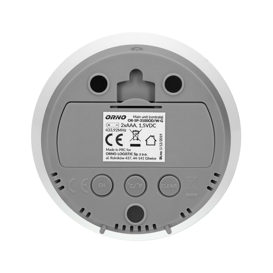 Wireless weather station with indoor and outdoor temperature indicator, grey and white