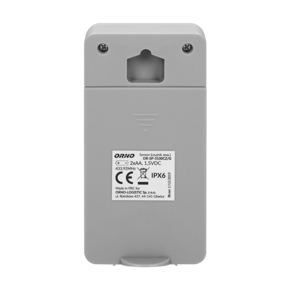 Czujnik temperatury zewnętrzny do stacji pogodowej OR-SP-3100, szary