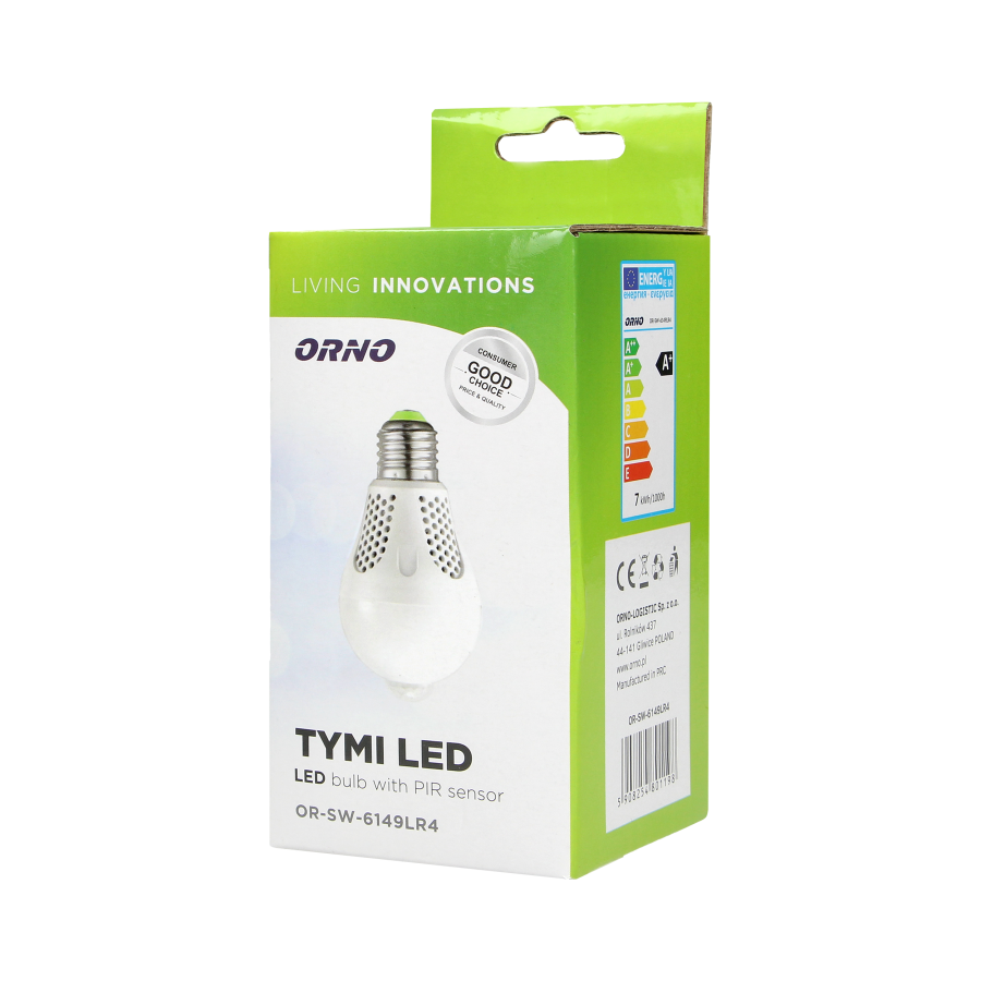 TYMI LED PIR 7W A60, żarówka z PIR 7W, 600lm, 4000K