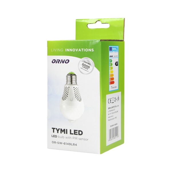 TYMI LED PIR 7W A60, żarówka z PIR 7W, 600lm, 4000K