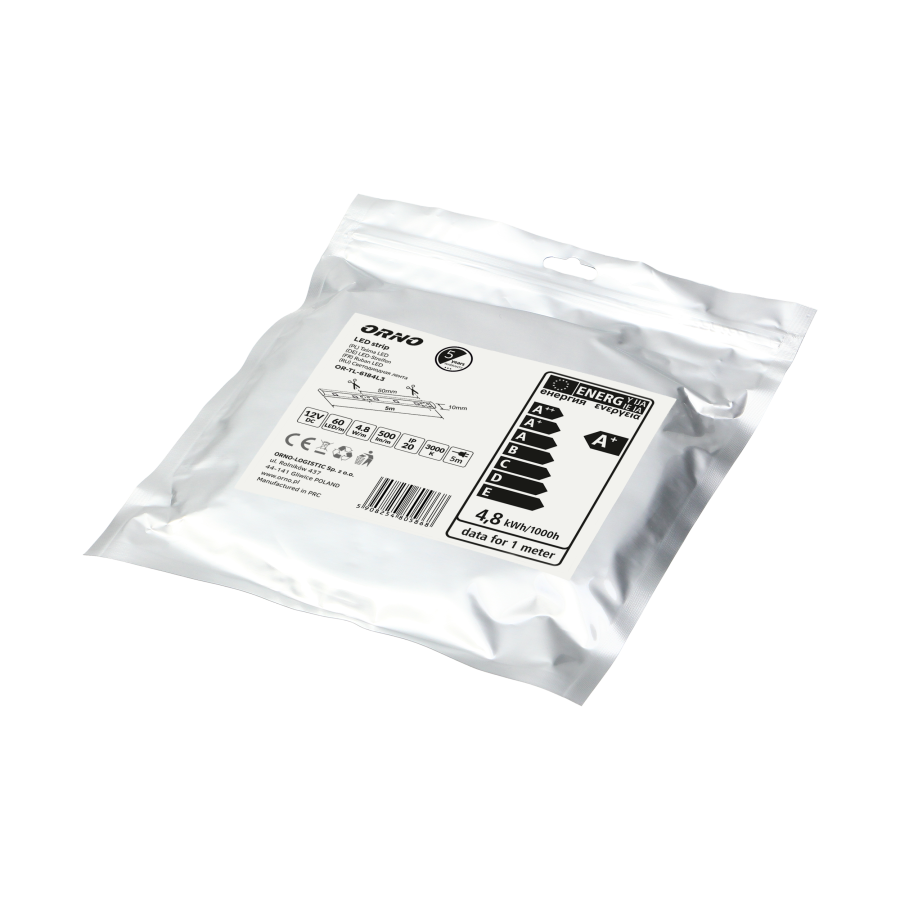 Taśma LED 12V DC, 2835smd, 60led/m, 4.8W/m, IP20, 3000K, rolka 5m