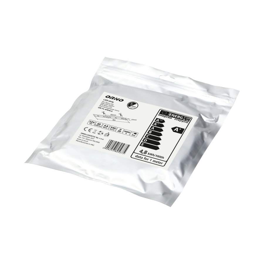 Taśma LED 12V DC, 2835smd, 60led/m, 4.8W/m, IP20, 6000K, rolka 5m