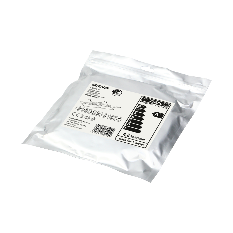 Taśma LED 12V DC, 2835smd, 120led/m, 9.6W/m, IP65, 3500K, rolka 5m