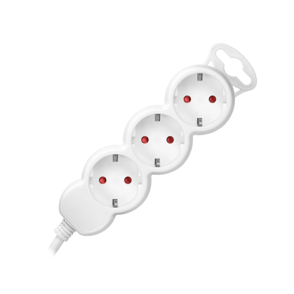 Extension sockets 3x 2P+E (Schuko), with a 1.5m cord H05VV-F 3x1.0mm², white