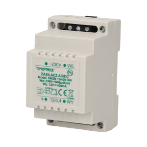 Power adapter suitable for an installation in a switchgear on a DIN rail.