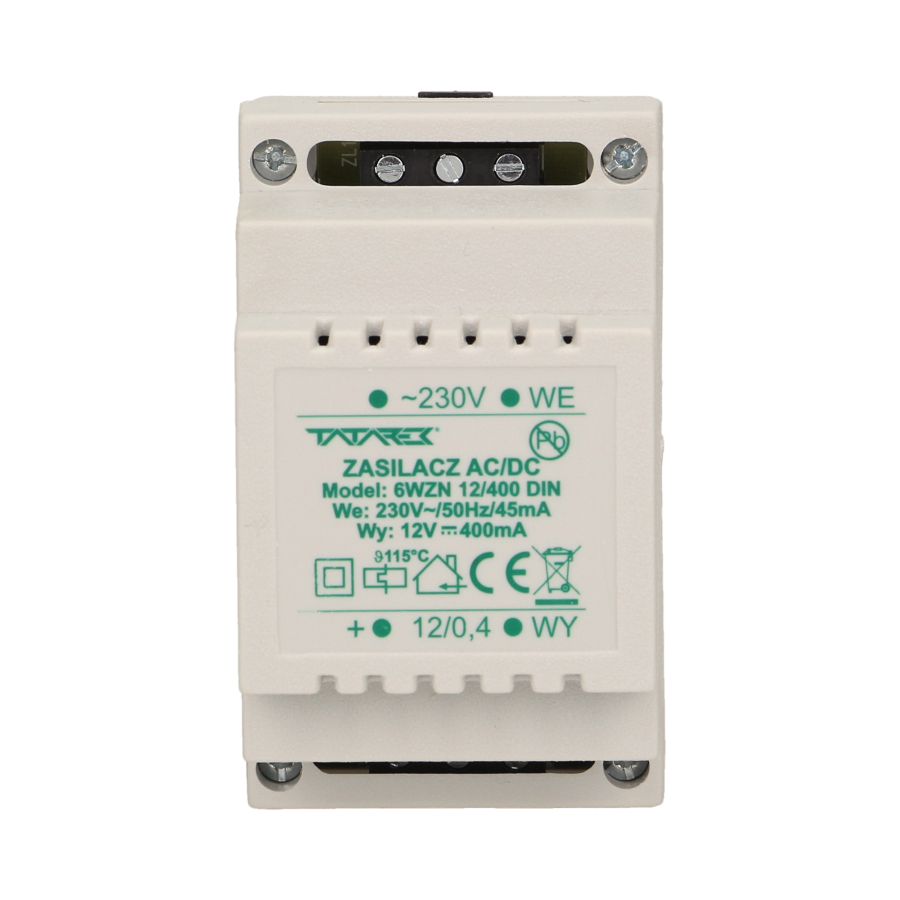 Power adapter suitable for an installation in a switchgear on a DIN rail.
