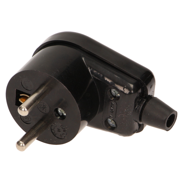 Wtyczka kątowa 2P+Z z podświetleniem, czarna