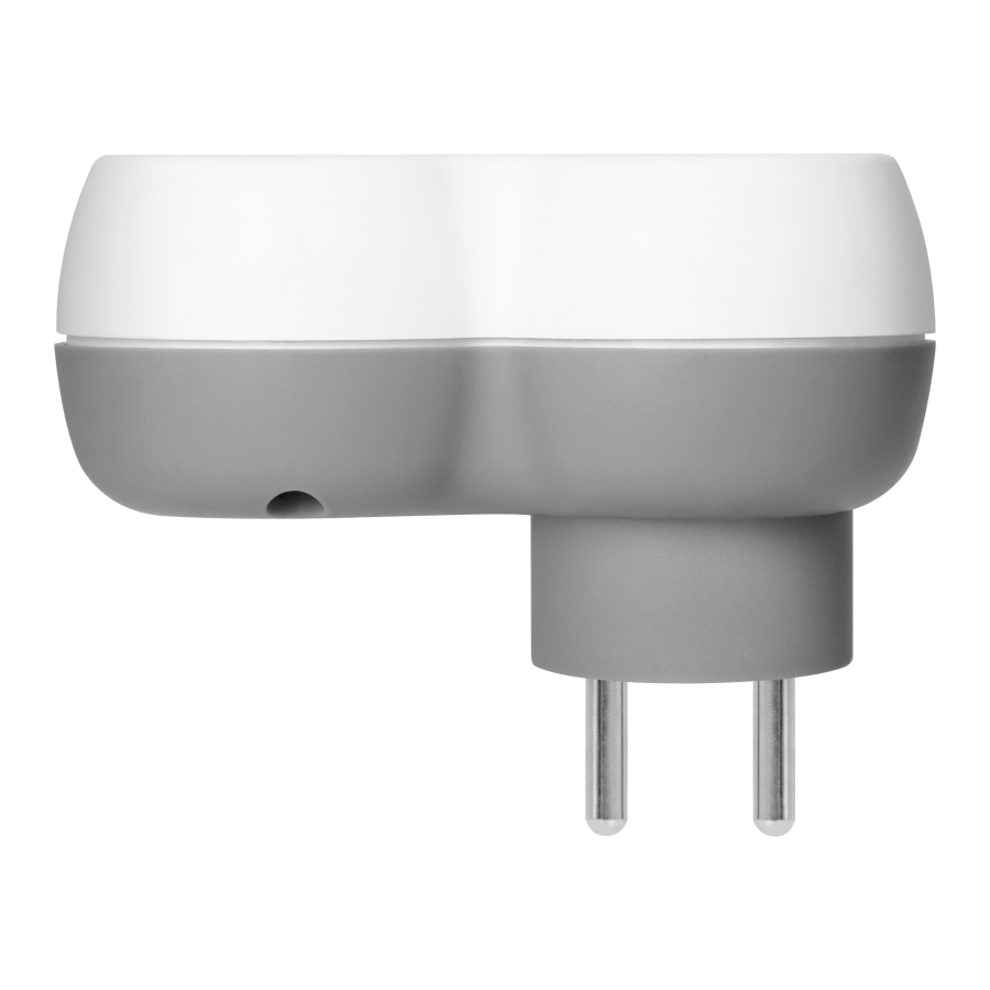 Power socket splitter 2P+E with USB-A+C charger, white-grey