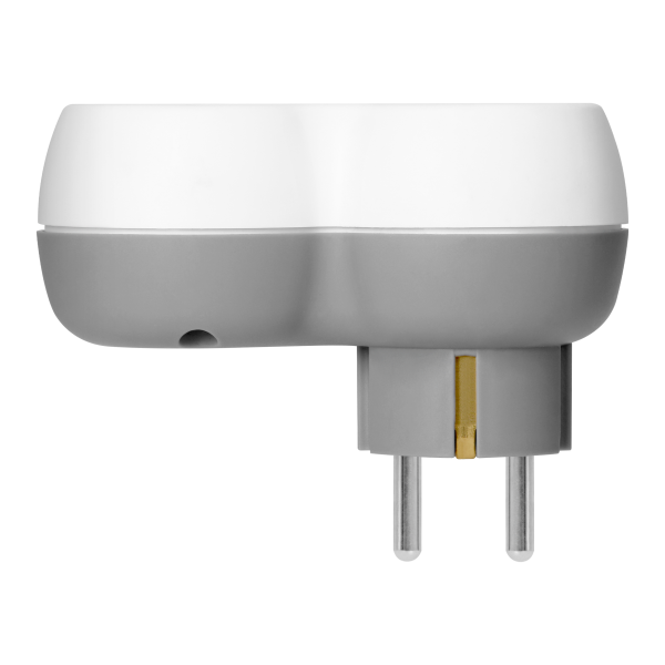 Power socket splitter 2P+E with USB-A+C charger, schuko, white-grey