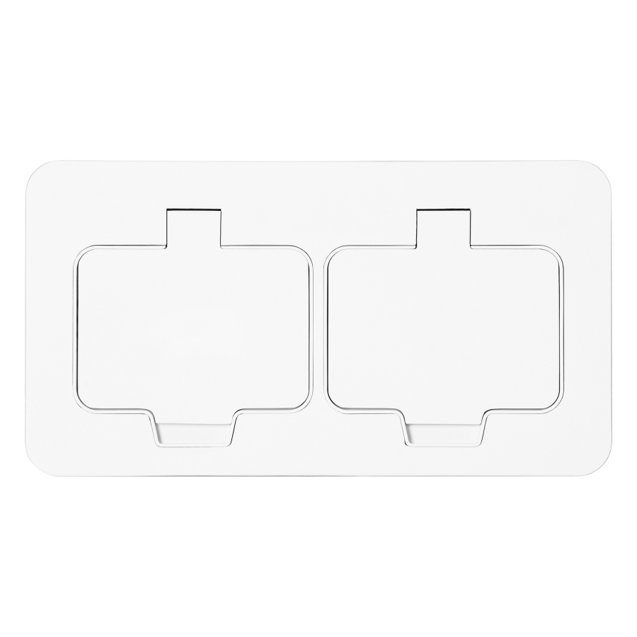 Hermetic, flush-fitting double socket, rectangular, IP55, 2x2P+E(French), white