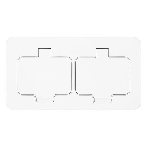 Hermetic, flush-fitting double socket, rectangular, IP55, 2x2P+E(French), white
