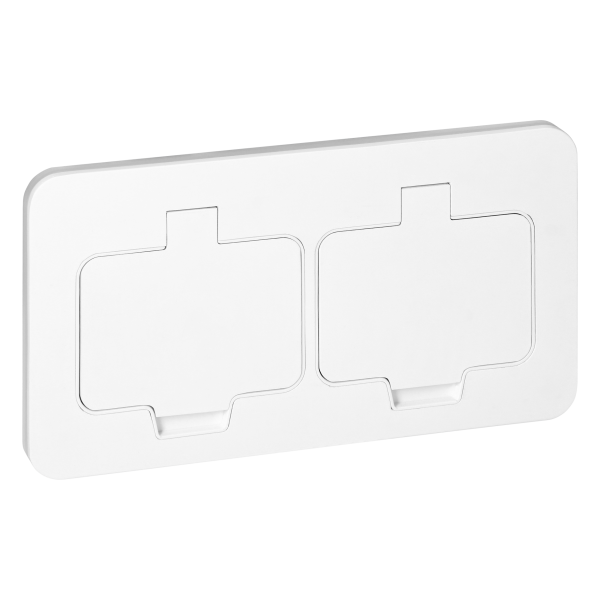 Hermetic, flush-fitting double socket, rectangular, IP55, 2x2P+E(French), white