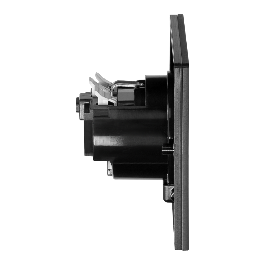 Hermetic, flush-fitting socket, IP44, 1x2P+E(Schuko), black