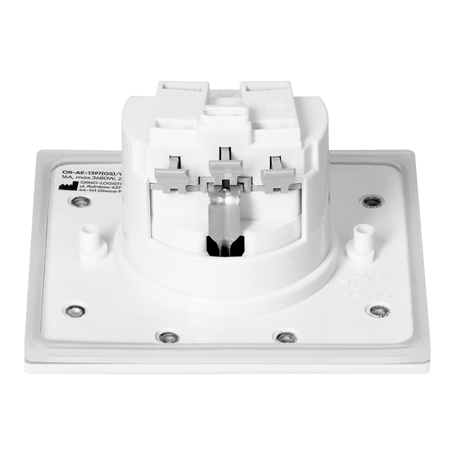 Hermetic, flush-fitting socket, IP44, 1x2P+E(Schuko), white