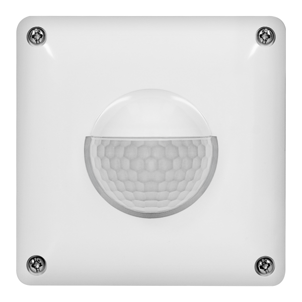 Czujnik ruchu, 2 i 3 żyłowy, 190°, IP65, 250W, zasięg ø 20m, do puszki, biały