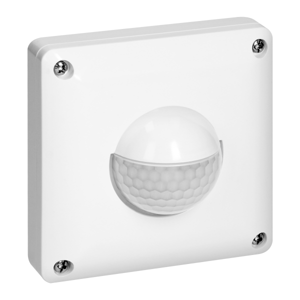 PIR motion sensor 190°, 2 or 3 wires, IP65, 250W, max range 20m, white