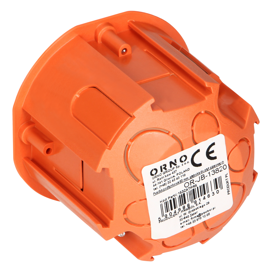 Flush-mounted junction box for plasterboard walls - 60 mm, deep