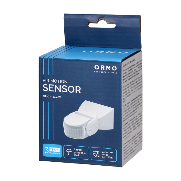 Adjustable PIR motion sensor 180°, IP65