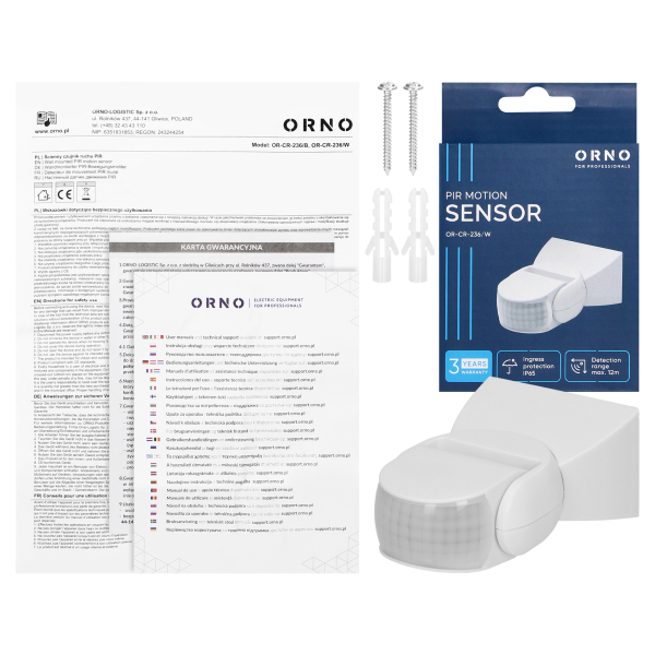 Adjustable PIR motion sensor 180°, IP65